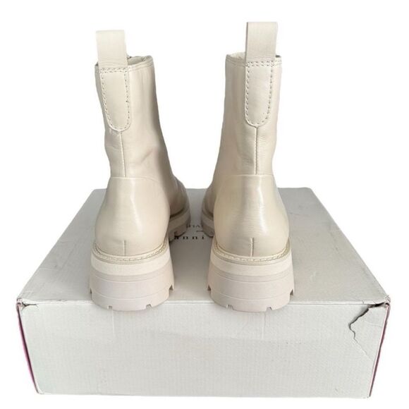 Gianni Bini X Nastia Liukin Bowery Leather Zip Lug Sole Boots Chunky Sole Cream - Picture 6 of 15